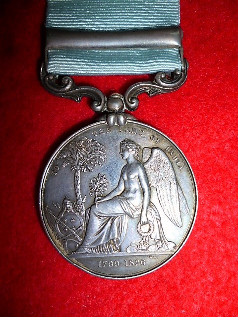 Army of India, Clasp Bhurtpore to a Lieutenant, 32nd Native Infantry, later Colonel.