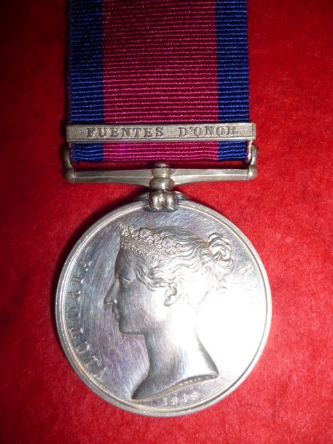 Military General Service Medal 1793-1814, (1) clasp, Fuentes D’Onor to a Captain, 30th Foot